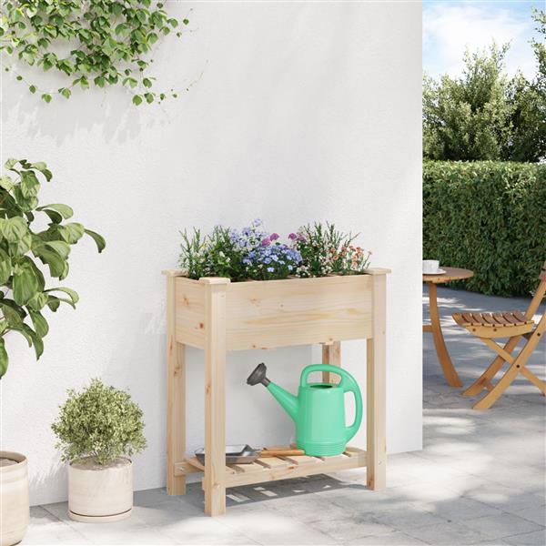 Grote foto vidaxl plantenbak met rasters 71x37x76 cm massief vurenhout tuin en terras overige tuin en terras