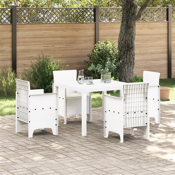 Grote foto vidaxl 5 delige tuinset met kussens van wit poly rattan tuin en terras tuinmeubelen
