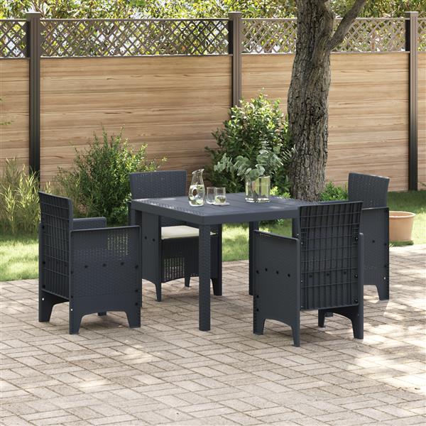 Grote foto vidaxl 5 delige tuinset met kussens poly rattan antraciet tuin en terras tuinmeubelen