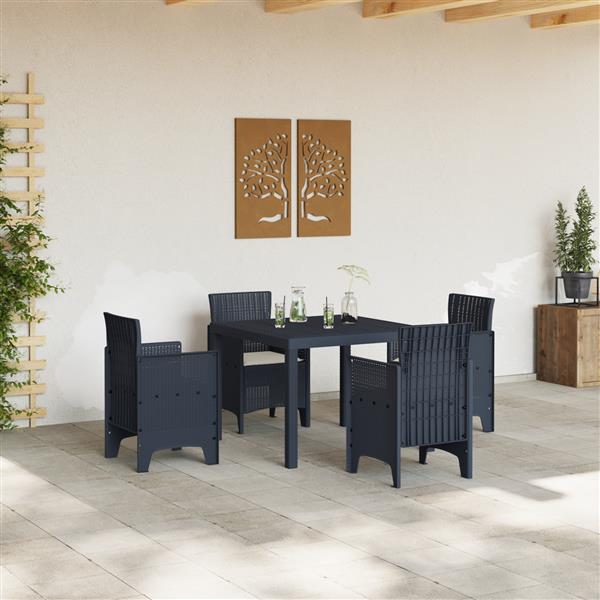 Grote foto vidaxl 5 delige tuinset met kussens poly rattan antraciet tuin en terras tuinmeubelen
