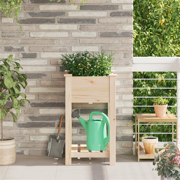 Grote foto vidaxl plantenbak met schap 45x45x76 cm massief vurenhout tuin en terras overige tuin en terras