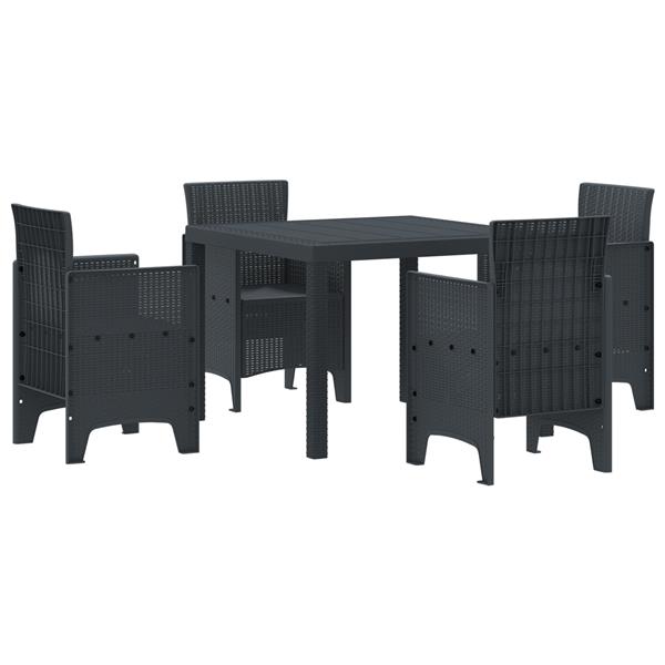 Grote foto vidaxl 5 delige tuinset antraciet poly rattan tuin en terras tuinmeubelen