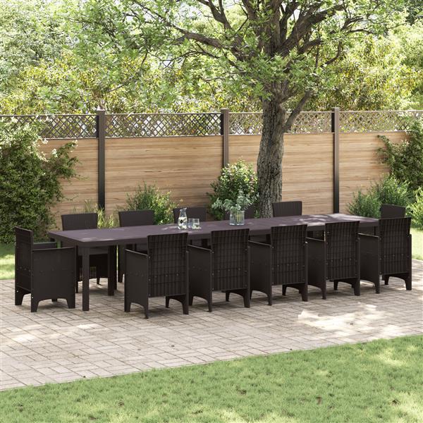 Grote foto vidaxl tuintafel 400x100x73 cm poly rattan bruin tuin en terras tuinmeubelen