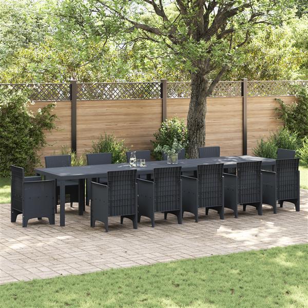 Grote foto vidaxl tuintafel 400x100x73 cm poly rattan antraciet tuin en terras tuinmeubelen