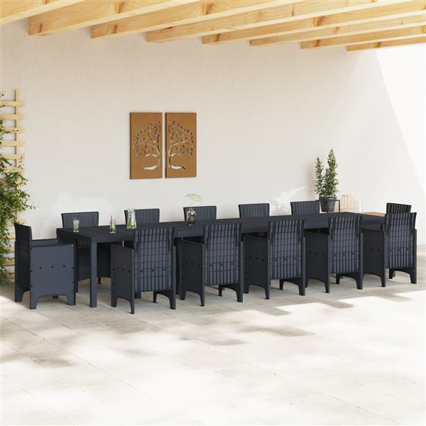 Grote foto vidaxl tuintafel 400x100x73 cm poly rattan antraciet tuin en terras tuinmeubelen