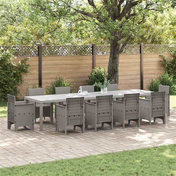 Grote foto vidaxl tuintafel 350x100x73 cm poly rattan lichtgrijs tuin en terras tuinmeubelen
