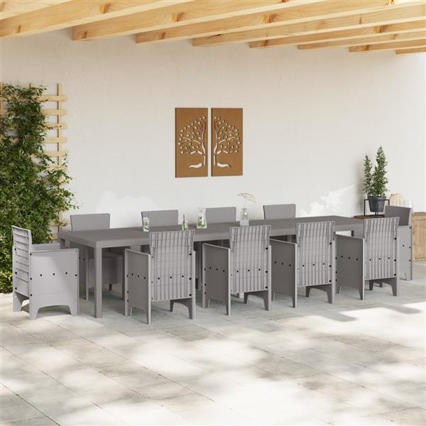 Grote foto vidaxl tuintafel 350x100x73 cm poly rattan lichtgrijs tuin en terras tuinmeubelen