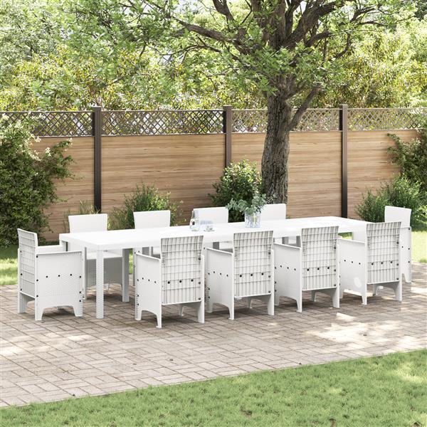 Grote foto vidaxl tuintafel 350x100x73 cm poly rattan wit tuin en terras tuinmeubelen