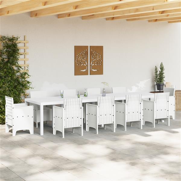 Grote foto vidaxl tuintafel 350x100x73 cm poly rattan wit tuin en terras tuinmeubelen