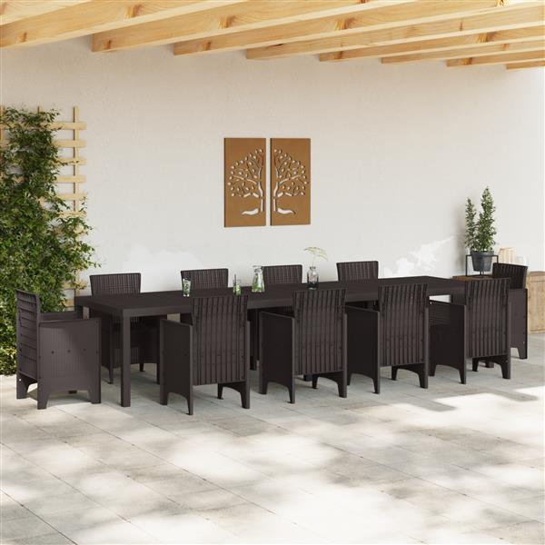 Grote foto vidaxl tuintafel 350x100x73 cm poly rattan bruin tuin en terras tuinmeubelen
