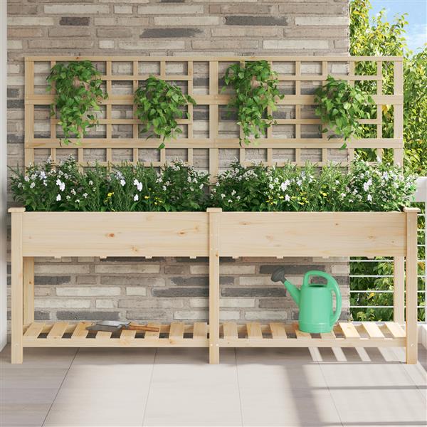 Grote foto vidaxl plantenbak met schap en latwerk 203x53x152 cm massief vurenhout tuin en terras overige tuin en terras