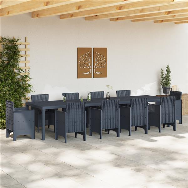Grote foto vidaxl tuintafel 350x100x73 cm poly rattan antraciet tuin en terras tuinmeubelen