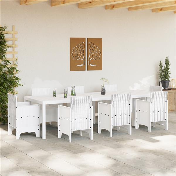 Grote foto vidaxl tuintafel 300x100x73 cm poly rattan wit tuin en terras tuinmeubelen
