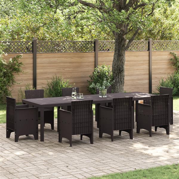 Grote foto vidaxl tuintafel 300x100x73 cm poly rattan bruin tuin en terras tuinmeubelen
