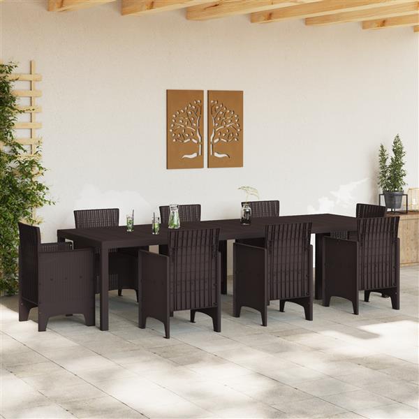Grote foto vidaxl tuintafel 300x100x73 cm poly rattan bruin tuin en terras tuinmeubelen