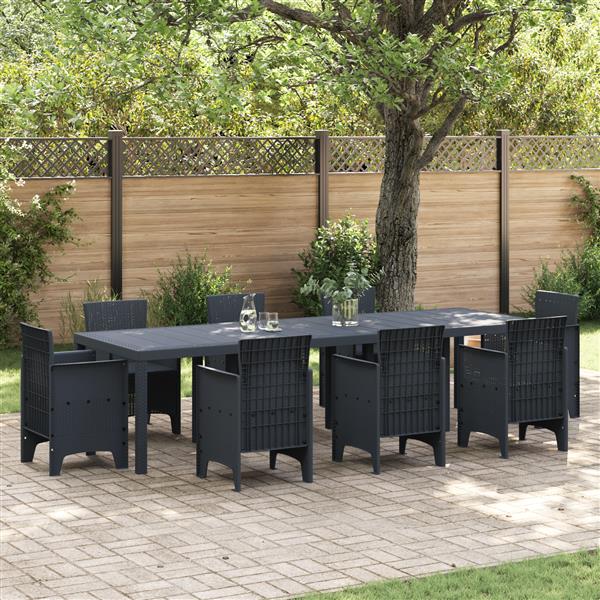 Grote foto vidaxl tuintafel 300x100x73 cm poly rattan antraciet tuin en terras tuinmeubelen