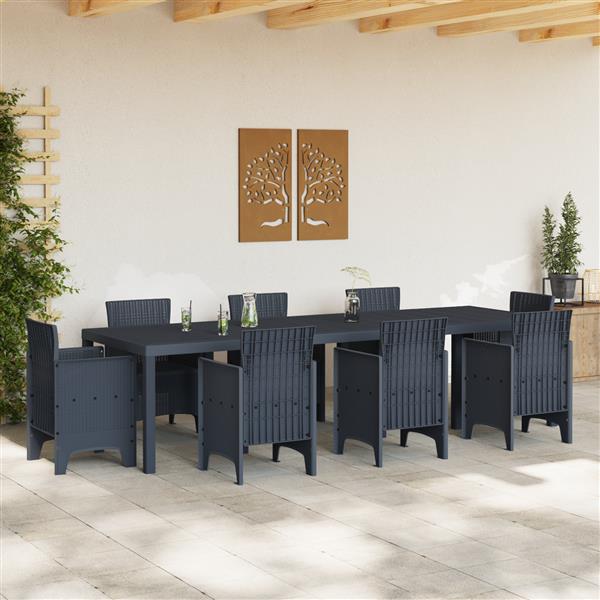 Grote foto vidaxl tuintafel 300x100x73 cm poly rattan antraciet tuin en terras tuinmeubelen
