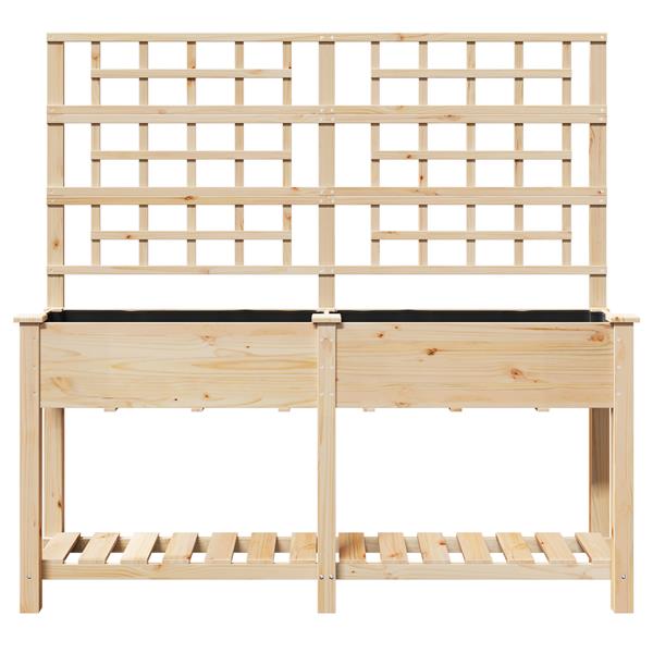 Grote foto vidaxl plantenbak met schap en latwerk 161x43x152 cm massief vurenhout tuin en terras overige tuin en terras