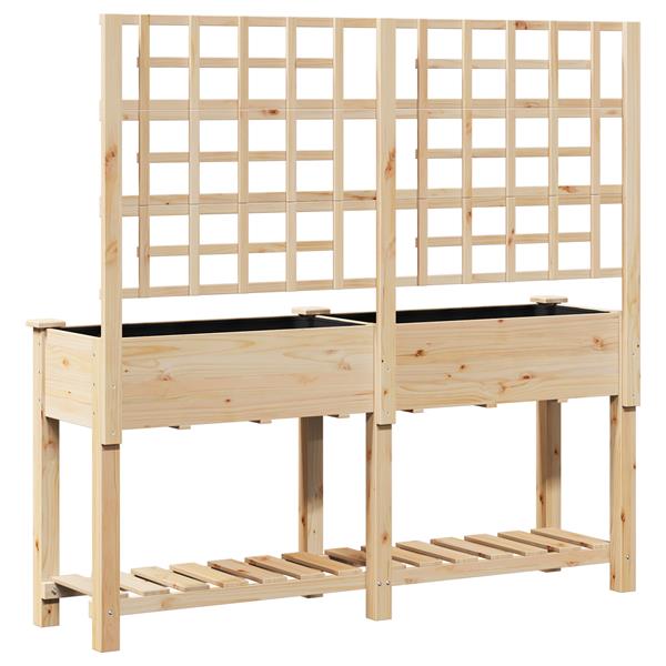 Grote foto vidaxl plantenbak met schap en latwerk 161x43x152 cm massief vurenhout tuin en terras overige tuin en terras