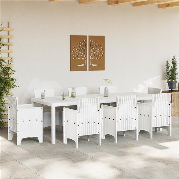 Grote foto vidaxl tuintafel 250x100x73 cm poly rattan wit tuin en terras tuinmeubelen