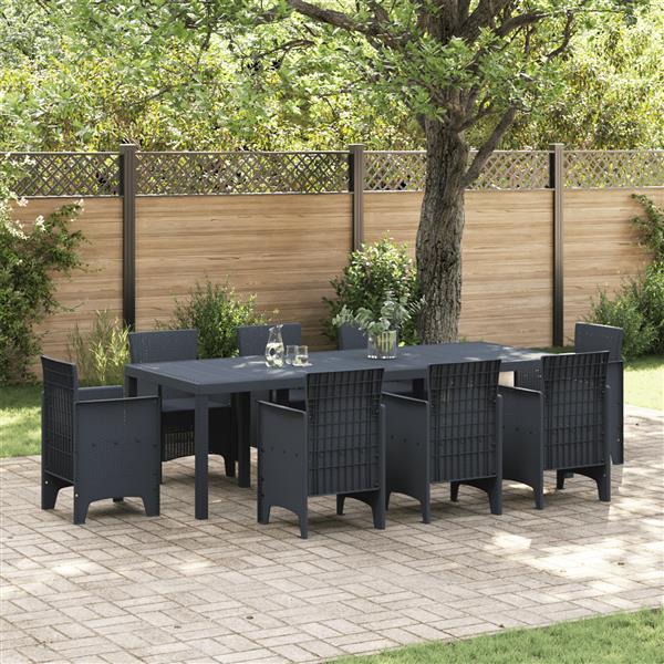 Grote foto vidaxl tuintafel 250x100x73 cm poly rattan antraciet tuin en terras tuinmeubelen