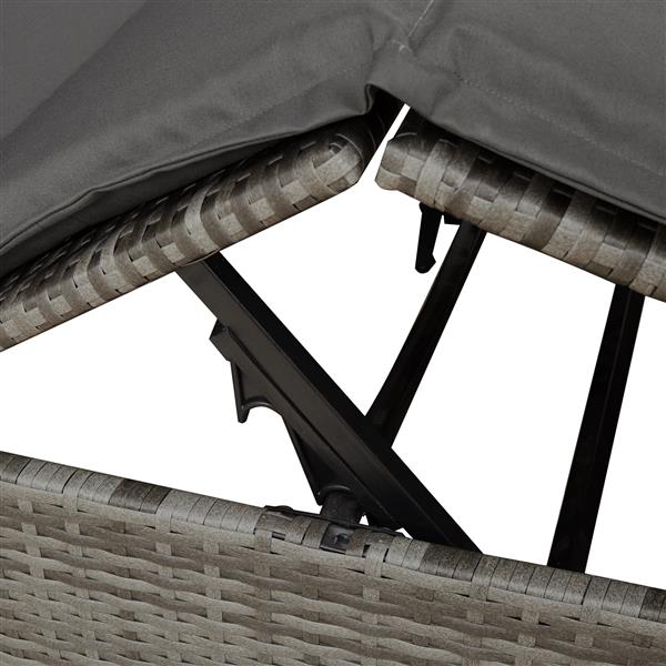 Grote foto vidaxl dubbele ligbed met dak en gordijnen grijs poly rattan tuin en terras tuinmeubelen
