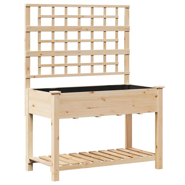 Grote foto vidaxl plantenbak met schap en latwerk 115x59x152 cm massief vurenhout tuin en terras overige tuin en terras