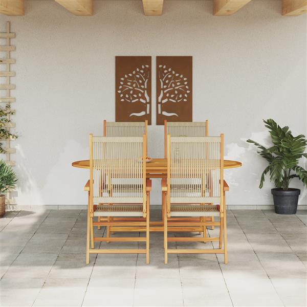 Grote foto vidaxl 5 delige tuinset beige massief acaciahout en poly rattan tuin en terras tuinmeubelen