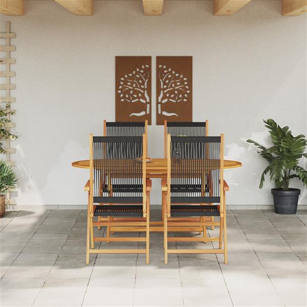 Grote foto vidaxl 5 delige tuinset zwart massief acaciahout en poly rattan tuin en terras tuinmeubelen