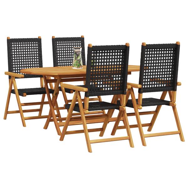 Grote foto vidaxl 5 delige tuinset massief acaciahout en poly rattan zwart tuin en terras tuinmeubelen