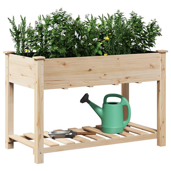 Grote foto vidaxl plantenbak met schap 115x59x76 cm massief vurenhout tuin en terras overige tuin en terras