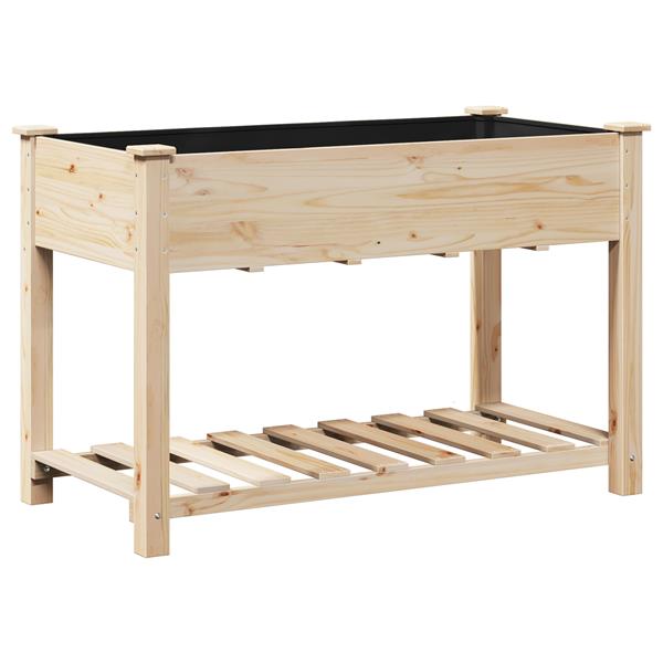 Grote foto vidaxl plantenbak met schap 115x59x76 cm massief vurenhout tuin en terras overige tuin en terras
