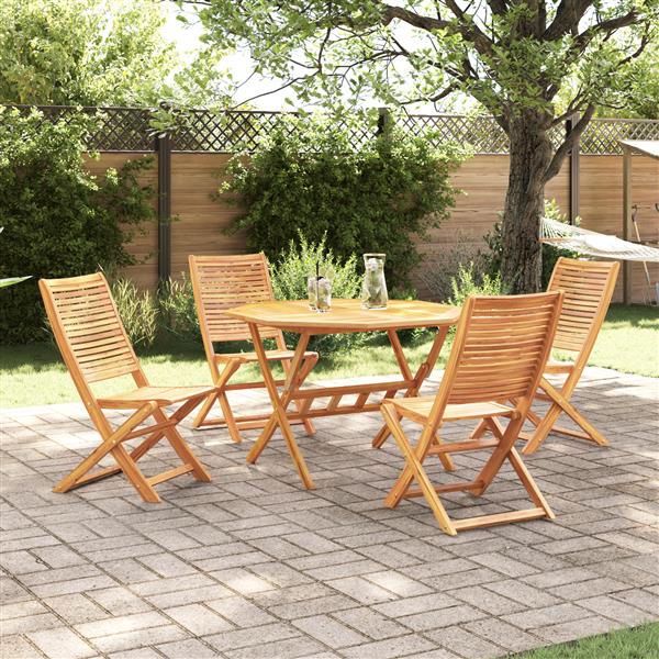 Grote foto vidaxl 5 delige tuin eetset van massief acaciahout tuin en terras tuinmeubelen