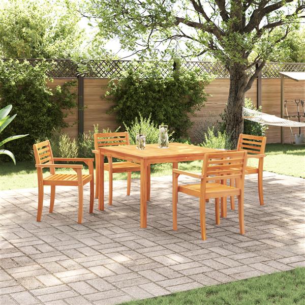 Grote foto vidaxl 5 delige tuinset met eettafel van massief acaciahout tuin en terras tuinmeubelen