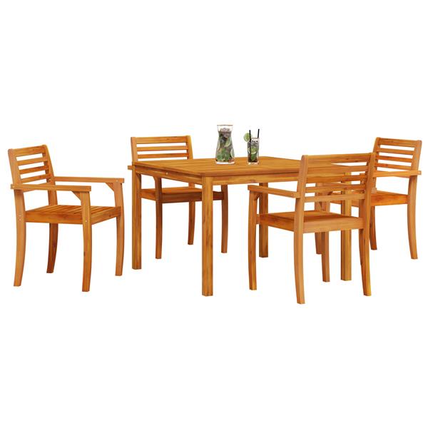 Grote foto vidaxl 5 delige tuinset met eettafel van massief acaciahout tuin en terras tuinmeubelen