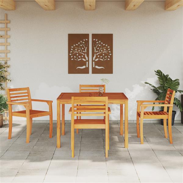 Grote foto vidaxl 5 delige tuinset met eettafel van massief acaciahout tuin en terras tuinmeubelen