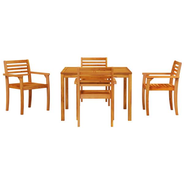 Grote foto vidaxl 5 delige tuinset met eettafel van massief acaciahout tuin en terras tuinmeubelen