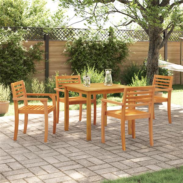 Grote foto vidaxl 5 delige tuin eetset van massief acaciahout tuin en terras tuinmeubelen
