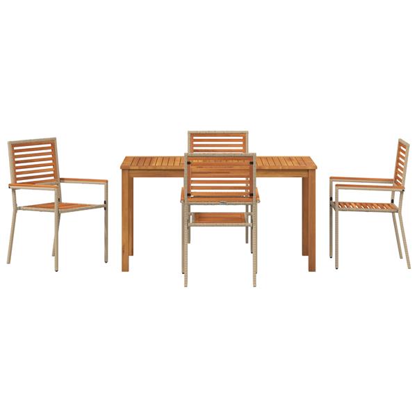 Grote foto vidaxl 5 delige tuinset in beige poly rattan en acacia tuin en terras tuinmeubelen