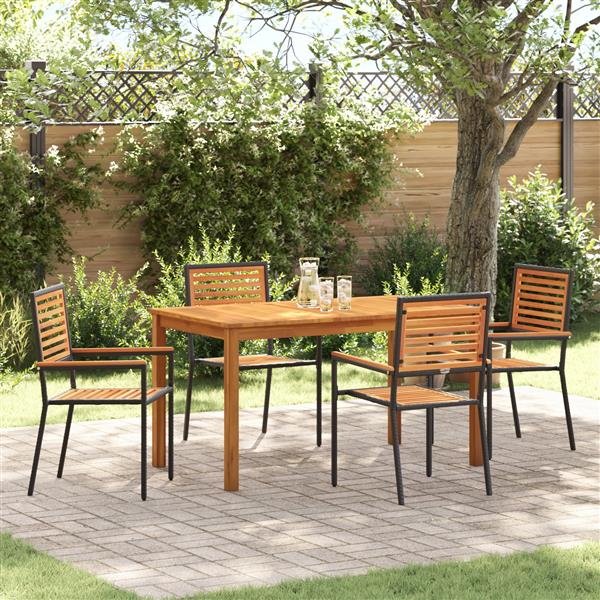 Grote foto vidaxl 5 delige tuinset zwart poly rattan acacia tuin en terras tuinmeubelen