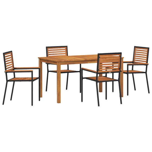 Grote foto vidaxl 5 delige tuinset zwart poly rattan acacia tuin en terras tuinmeubelen
