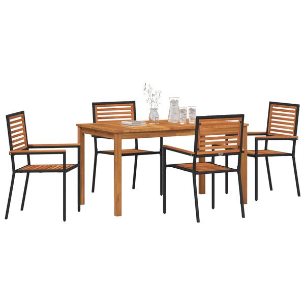 Grote foto vidaxl 5 delige tuinset zwart poly rattan acacia tuin en terras tuinmeubelen