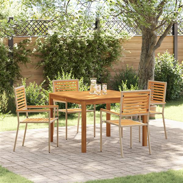 Grote foto vidaxl 5 delige tuinset in beige van poly rattan en acaciahout tuin en terras tuinmeubelen