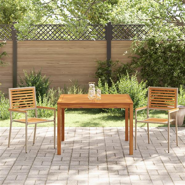 Grote foto vidaxl 3 delige tuin eettafelset in beige van poly rattan en acacia tuin en terras tuinmeubelen
