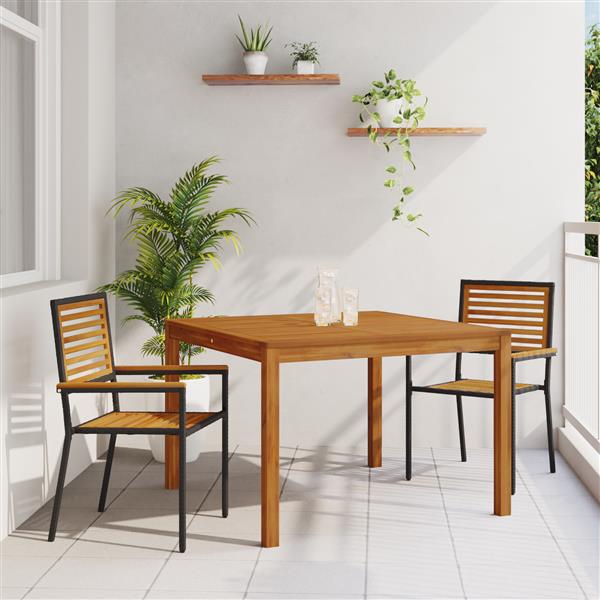 Grote foto vidaxl 3 delige tuinset zwart poly rattan en acaciahout tuin en terras tuinmeubelen