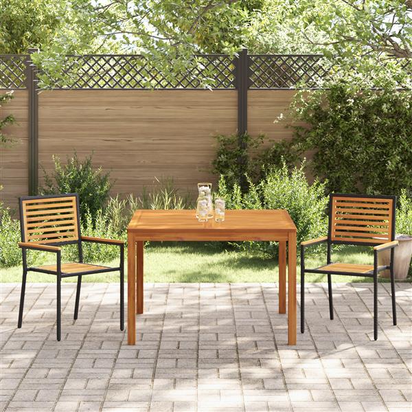 Grote foto vidaxl 3 delige tuinset zwart poly rattan en acaciahout tuin en terras tuinmeubelen