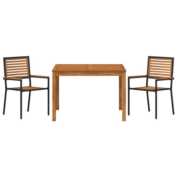 Grote foto vidaxl 3 delige tuinset zwart poly rattan en acaciahout tuin en terras tuinmeubelen