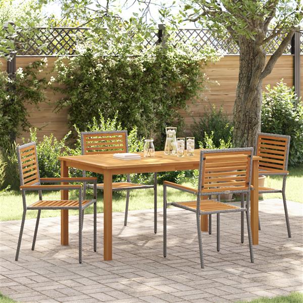 Grote foto vidaxl 5 delige tuinset grijs poly rattan acacia tuin en terras tuinmeubelen