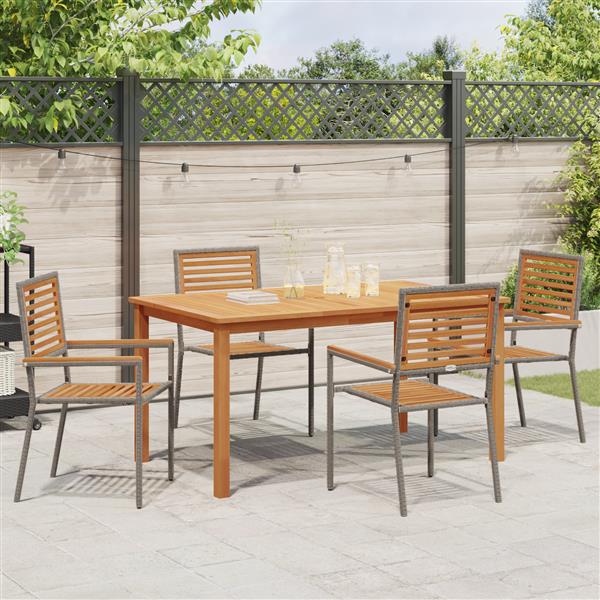 Grote foto vidaxl 5 delige tuinset grijs poly rattan acacia tuin en terras tuinmeubelen