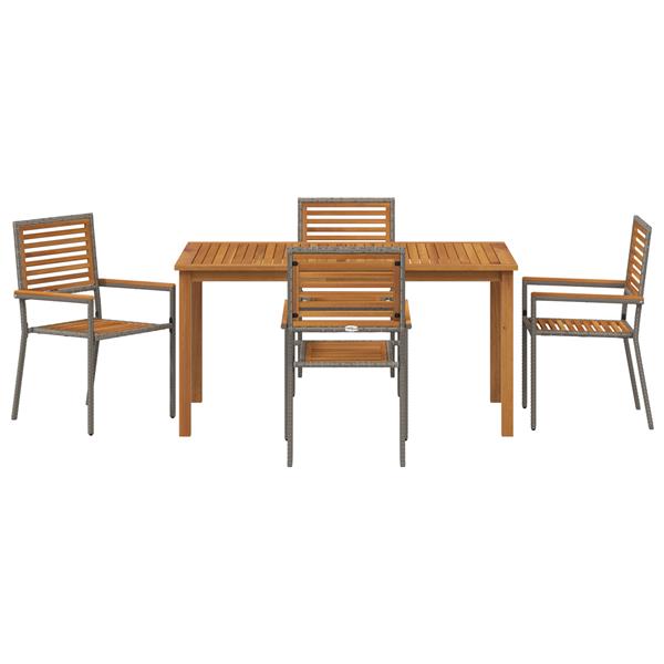 Grote foto vidaxl 5 delige tuinset grijs poly rattan acacia tuin en terras tuinmeubelen